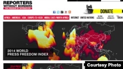 记者无国界发布“世界新闻自由指数”(记者无国界网站截图)