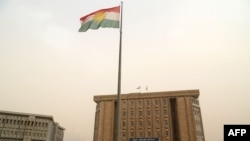 伊拉克库尔德斯坦自治区首府伊尔比尔的议会大楼。 (2017年10月29日)