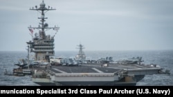 资料照片:美国海军尼米兹级核动力航空母舰乔治·华盛顿号。