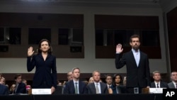 脸书和推特最高主管2018年9月5日到国会作证(美联社)