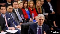 Ứng viên Thẩm phán Tối cao Pháp viện Neil Gorsuch tại phiên điều trần của một ủy ban Thượng viện, Washington, 21/3/2017