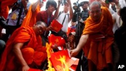 Một cuộc biểu tình bài Việt Nam tại Campuchia, ngày 8/10/2014.