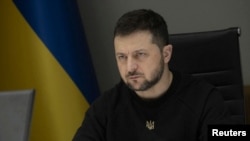 资料照片:乌克兰总统泽连斯基在基辅参加视频会议。(2023年1月20日)