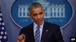 奥巴马总统在白宫的一个新闻发布会上讲话(2016年12月16日)