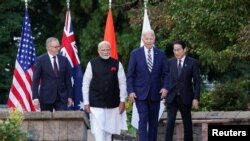 四方安全对话领导人们在拜登家乡特拉华州威尔明顿举行拜登任内的最后一次峰会。(路透社:2024年9月21日)