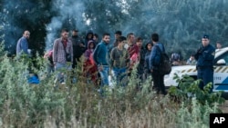 Người di cư bất hợp pháp tại biên giới giữa Hungary và Serbia, ngày 25/8/2015.
