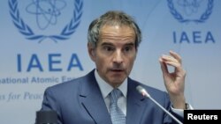 라파엘 그로시 국제원자력기구(IAEA) 사무총장이 오스트리아 빈에서 기자회견하고 있다. (자료사진)