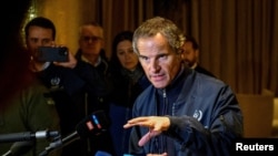 Генеральний директор МАГАТЕ Рафаель Гроссі розмовляє з журналістами у Києві. Фото REUTERS