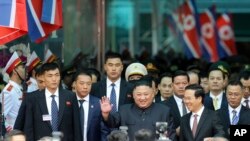 金正恩2019年2月26日乘专列抵达越南(美联社)