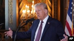 当选总统特朗普在海湖庄园举行记者会。(2025年1月7日)