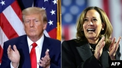 Kombinasi foto: Capres Partai Republik Donald Trump dan Capres Demokrat Kamala Harris