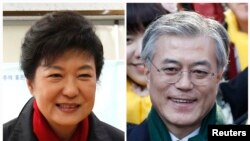 朴槿惠(左)被弹劾后,文在寅(右)在竞选民调中领先