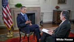 美国总统奥巴马在白宫地图室接受美国之音专访(2011年6月22日)