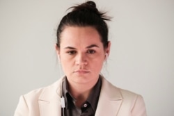 白俄罗斯反对派领袖季哈诺夫斯卡娅在立陶宛通过视频参加联合国大会辩论。(2020年9月4日)