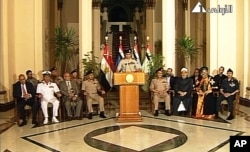 2013年7月3日埃及军事政变后,埃及军队首脑埃尔塞西将军发表电视讲话。