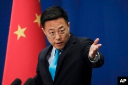 中国外交部新任发言人赵立坚在例行记者会上发言。(2020年2月24日)