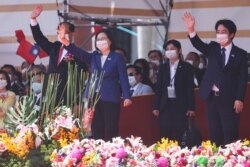 台湾总统蔡英文在台北出席双十国庆庆祝仪式。(2021年10月10日)