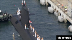 资料照: 一艘日本海上自卫队的苍龙级潜艇抵达澳大利亚悉尼港。(视频截图)