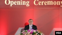 台湾国防部长冯世宽在国家中山科学研究院研发展示馆开幕典礼(美国之音杨明)