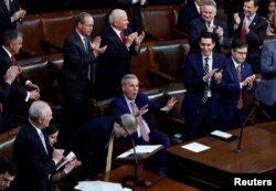 Para anggota DPR AS memilih Ketua DPR yang baru pada hari pertama Kongres ke-118 di Gedung Capitol, Washington DC (3/1).