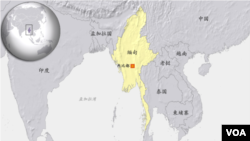 缅甸地理位置图。