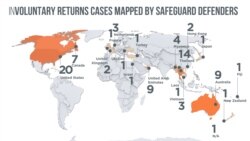保护卫士报告中罗列的62起强迫引渡案例在各国的分布。(Safeguard Defenders)