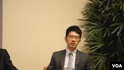 “香港众志”常委罗冠聪。(美国之音记者 张富杰拍摄)