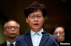 香港特首林郑月娥2019年7月22日在香港举行记者会。