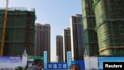 中国江苏省苏州太仓的一处恒大集团开发的住宅小区工地。(2021年9月23日)