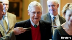 参议院共和党领袖麦康奈尔(中)(路透社)