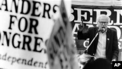 伯尼·桑德斯1988年主持群众集会,开始竞选美国议员(1988年9月16日)