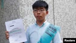 香港众志秘书长黄之锋参选香港南区海怡西区议会选举候选人。(2019年10月4日)