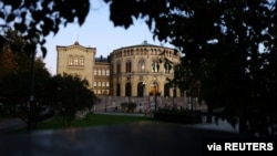 资料照片:挪威议会大厦。