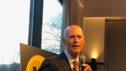 资料照：共和党联邦参议员斯科特（Sen. Rick Scott, R-FL）2020年3月9日晚间对香港民主委员会成员发表讲话。