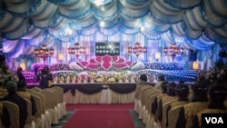 台北第二殡仪馆内为罹难者设置的灵堂。(美国之音记者方正拍摄)