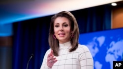 资料照：美国国务院发言人奥特加斯（Morgan Ortagus）。