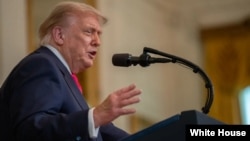 特朗普总统在白宫有关大而美的法案的活动上发表讲话。(2025年6月26日)