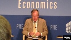 彼得森国际经济研究所资深研究员拉迪(美国之音莉雅拍摄)