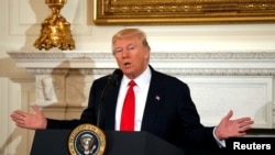 2017年2月27日,美国总统川普在白宫全国州长协会会议上讲话。