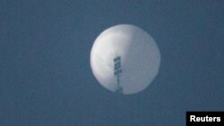 在蒙大拿州比林斯上空发现的高空气球。(2023年2月1日)