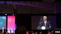 美国副总统彭斯2019年5月6日在卫星工业年会上发言(美国之音黎堡)