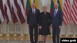 美国副总统拜登会晤立陶宛、拉脱维亚总统(VOA视频)