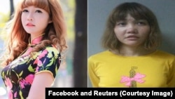 Nghi can người Việt Đoàn Thị Hương trước và sau vụ ám sát anh trai của lãnh tụ Bắc Hàn Kim Jong Un.