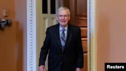 资料照片:美国国会参议院共和党领袖米奇·麦康奈尔。(2024年2月28日)