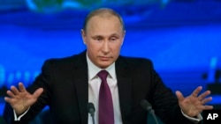 ရုရှားသမ္မတ Vladimir Putin သတင်းစာရှင်းလင်းပွဲ။ မော်စကို ရုရှား (ဒီဇင်ဘာ ၁၈၊ ၂၀၁၄)