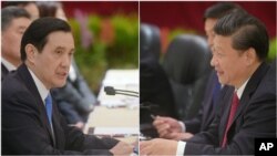 中国主席习近平和台湾总统马英九在新加坡举行面对面会谈(2015年11月7日)