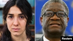 2018年诺贝尔和平奖得主有刚果医生丹尼斯·穆卡维加(Denis Mukwege 右)和雅兹迪人权活动人士纳迪娅·穆拉德(Nadia Murad 左)