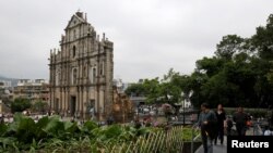 澳门名胜——圣保罗大教堂遗址,又名大三巴牌坊