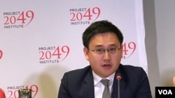 台湾驻美代表处政治组组长赵怡翔2019年10月3日参加2049项目研究所美日台安全合作研讨会(美国之音锺辰芳拍摄)