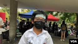 2019年9月30日香港一名霍姓的12岁中学生成为反送中“新明星” (美国之音海彦拍摄)